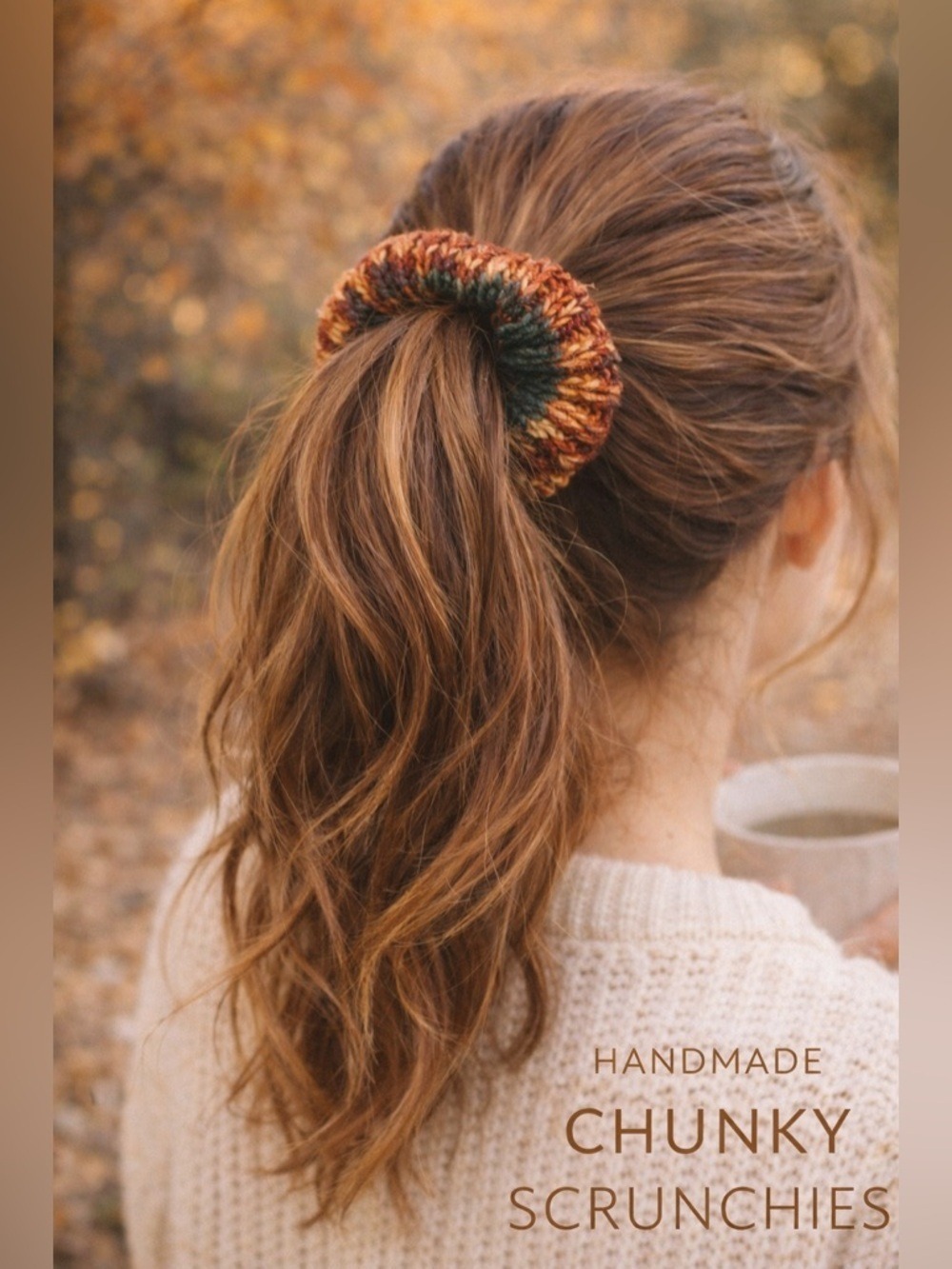 Two Handmade Knit Scrunchie Hair Ties. Two for $16. Custom Colors Available.